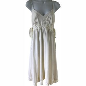 New THEORY soft cream boho dress midi Cream Small  crochet detail